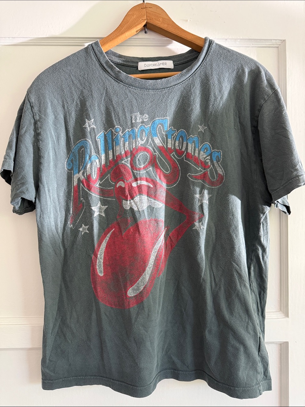 Daydreamer Women’s Rolling Stones Graphic Tee - Gray with Red Logo